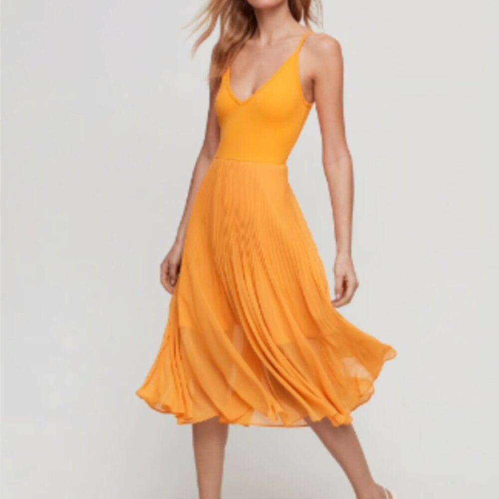 Aritzia Wilfred Daphnee Ballet Midi Dress in Yellow